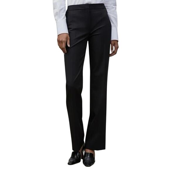 Lafayette 148 New York Italian Stretch Wool Menswear Career Pant Black EUC Sz 2 - Picture 1 of 8